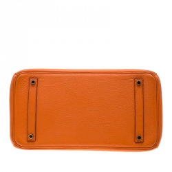 Hermes Orange Togo Leather Palladium Hardware Birkin 35 Bag