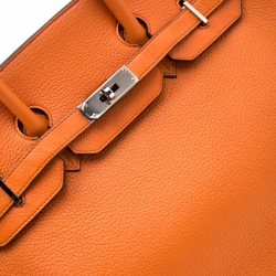 Hermes Orange Togo Leather Palladium Hardware Birkin 35 Bag