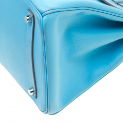 Hermes Celeste Epsom Leather Palladium Hardware Birkin 35 Bag