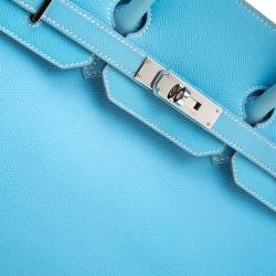 Hermes Celeste Epsom Leather Palladium Hardware Birkin 35 Bag