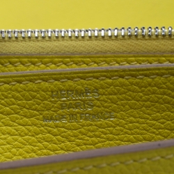 Pre Owned Hermes Lime Swift Leather Mini Convoyeur Wallet