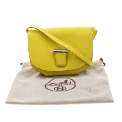 Pre Owned Hermes Lime Swift Leather Mini Convoyeur Wallet