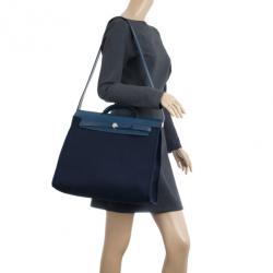 Pre Owned  Hermes Herbag Midnight Blue MM Convertible Satchel