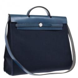 Pre Owned  Hermes Herbag Midnight Blue MM Convertible Satchel