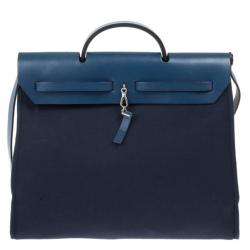 Pre Owned  Hermes Herbag Midnight Blue MM Convertible Satchel