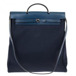 Pre Owned  Hermes Herbag Midnight Blue MM Convertible Satchel