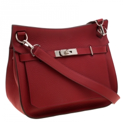 Pre Owned Hermes Rouge Grenat Togo Leather Jypsiere 28 Bag