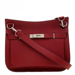 Hermes Rouge Pivoine Togo Leather Jypsiere 28 Bag