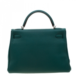 Pre Owned Hermes Vert Vertigo Togo Leather Palladium Hardware Kelly Retourne 32 Bag
