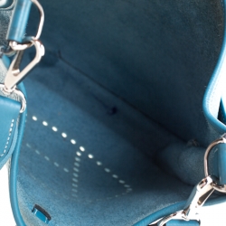 Pre Owned Hermes Blue Lagon Clemence Leather Evelyne III PM Bag