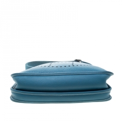 Pre Owned Hermes Blue Lagon Clemence Leather Evelyne III PM Bag