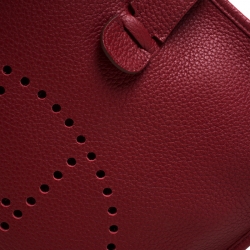 Pre Owned Hermes Vermillon Togo Leather Evelyne III GM Bag