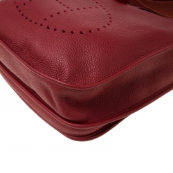 Pre Owned Hermes Vermillon Togo Leather Evelyne III GM Bag