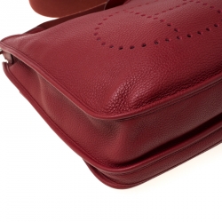 Pre Owned Hermes Vermillon Togo Leather Evelyne III GM Bag