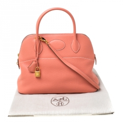 Pre Owned Hermes Rose Candy Togo Leather Bolide 31 Bag