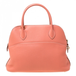 Pre Owned Hermes Rose Candy Togo Leather Bolide 31 Bag