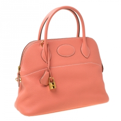 Pre Owned Hermes Rose Candy Togo Leather Bolide 31 Bag