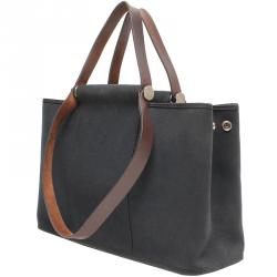 Pre Owned Hermes Black Canvas Cabag Elan Tote Bag