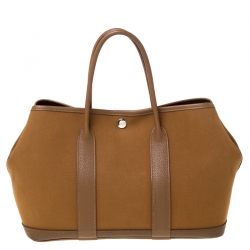 Pre Owned Hermes Brown Canvas and Leather Garden Party TPM Bag