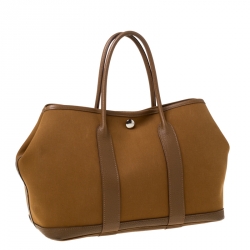 Pre Owned Hermes Brown Canvas and Leather Garden Party TPM Bag
