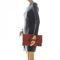 Hermes Brique Swift Leather Pilplat Clutch