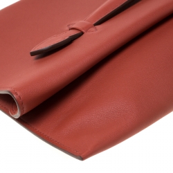 Hermes Brique Swift Leather Pilplat Clutch
