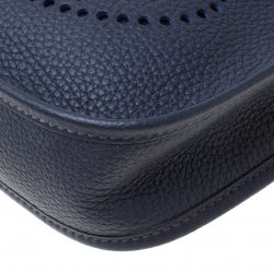 Pre Owned Hermes Blue Indigo Clemence Leather Evelyne TPM Bag