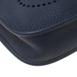 Pre Owned Hermes Blue Indigo Clemence Leather Evelyne TPM Bag