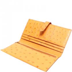 Pre Owned Hermes Yellow Leather Long Wallet 