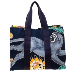 Pre Owned Hermes Multicolor Printed Canvas Maxi Savana Dance Beach Tote