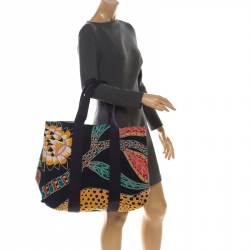 Pre Owned Hermes Multicolor Printed Canvas Maxi Savana Dance Beach Tote