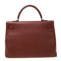 Pre Owned Hermes Sienne Togo Leather Palladium Hardware Kelly Retourne 35 Bag