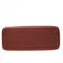 Pre Owned Hermes Sienne Togo Leather Palladium Hardware Kelly Retourne 35 Bag