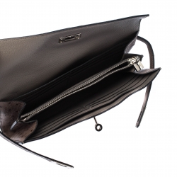 Pre Owned Hermes Vert Veronese Ostrich Leather Long Kelly Wallet