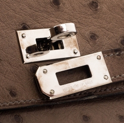 Pre Owned Hermes Vert Veronese Ostrich Leather Long Kelly Wallet