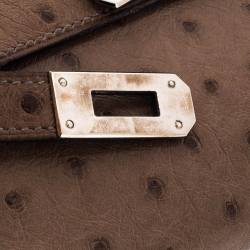Pre Owned Hermes Vert Veronese Ostrich Leather Long Kelly Wallet