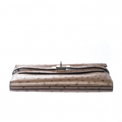 Pre Owned Hermes Vert Veronese Ostrich Leather Long Kelly Wallet