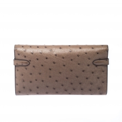 Pre Owned Hermes Vert Veronese Ostrich Leather Long Kelly Wallet