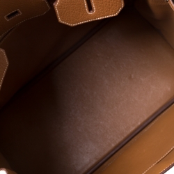 Hermes Brown Clemence Leather Palladium Hardware Birkin 35 Bag
