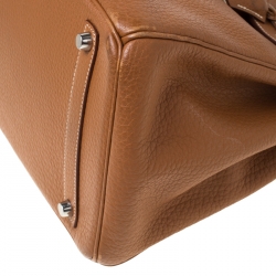 Hermes Brown Clemence Leather Palladium Hardware Birkin 35 Bag