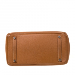 Hermes Brown Clemence Leather Palladium Hardware Birkin 35 Bag