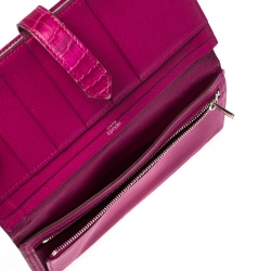 Pre Owned Hermes  Rose Scheherazade Alligator Bearn Gusset Wallet