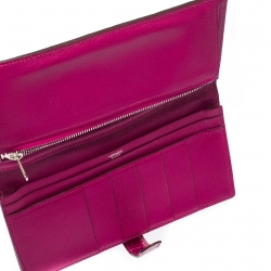 Pre Owned Hermes  Rose Scheherazade Alligator Bearn Gusset Wallet