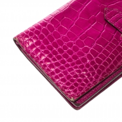 Pre Owned Hermes  Rose Scheherazade Alligator Bearn Gusset Wallet