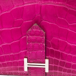 Pre Owned Hermes  Rose Scheherazade Alligator Bearn Gusset Wallet
