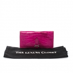 Pre Owned Hermes  Rose Scheherazade Alligator Bearn Gusset Wallet