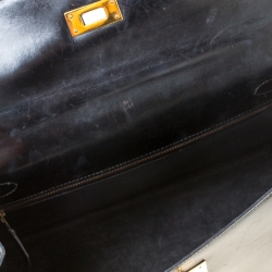 Pre Owned Hermes Black Box Calf Leather Gold Hardware Kelly Sellier 32 Bag