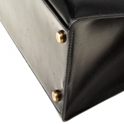 Pre Owned Hermes Black Box Calf Leather Gold Hardware Kelly Sellier 32 Bag