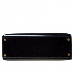 Pre Owned Hermes Black Box Calf Leather Gold Hardware Kelly Sellier 32 Bag