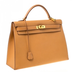 Pre Owned Hermes Natural Sable Vache Liegee Leather Gold Hardware Kelly Sellier 40 Bag